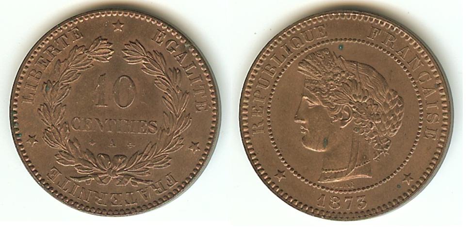 10 centimes Cérès 1873 Paris SPL+